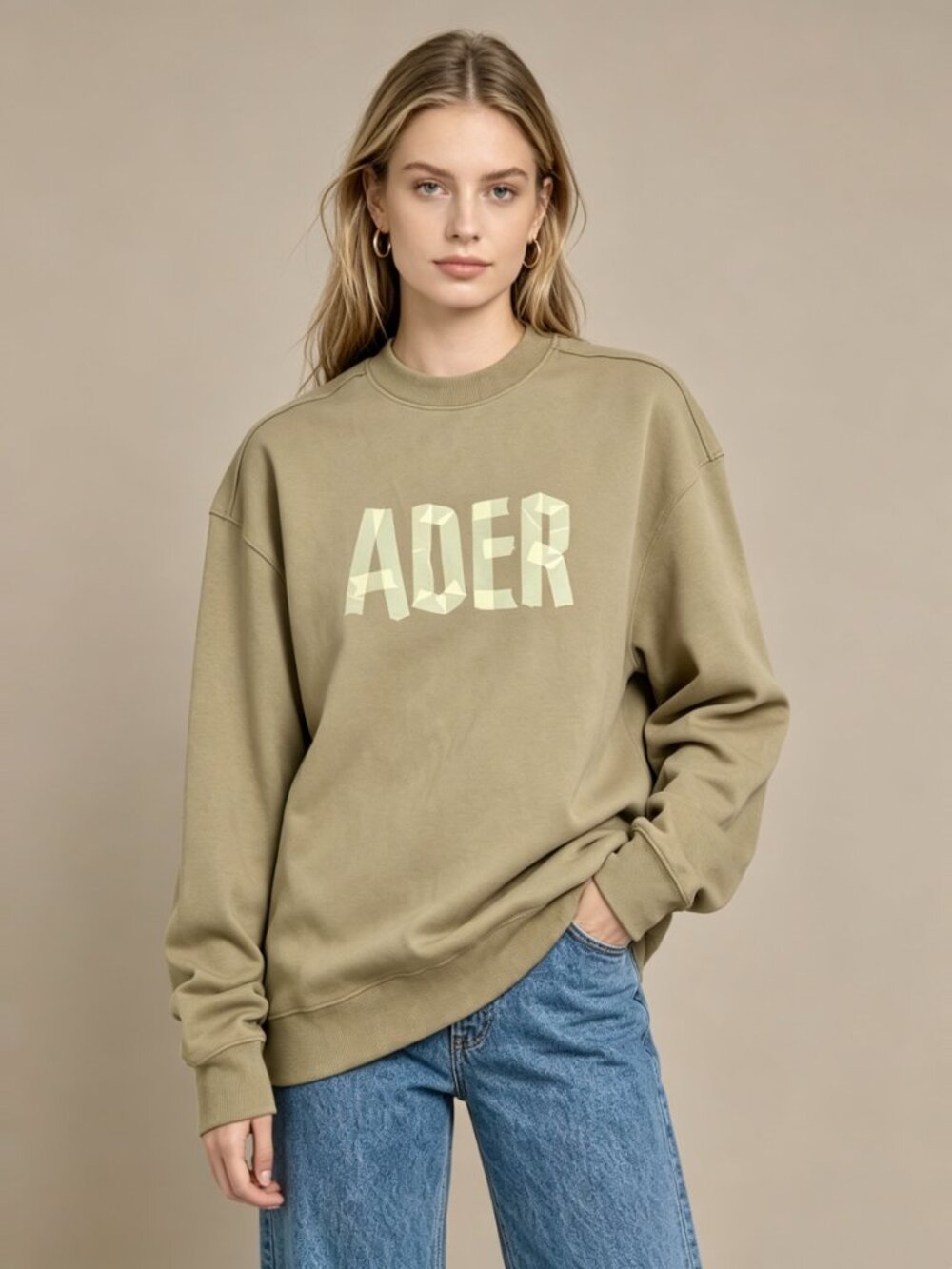 Ader Error Sweatshirt Size A1 Mask Tape Beige Unisex